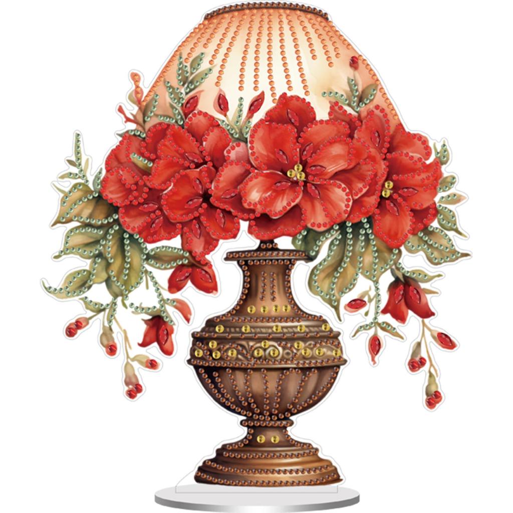 Acrylic Rose Lily Butterfly Flower Vase Desktop Diamond Art Kits Diamond Painting Desktop Ornaments Kit Home Bedroom Decoration