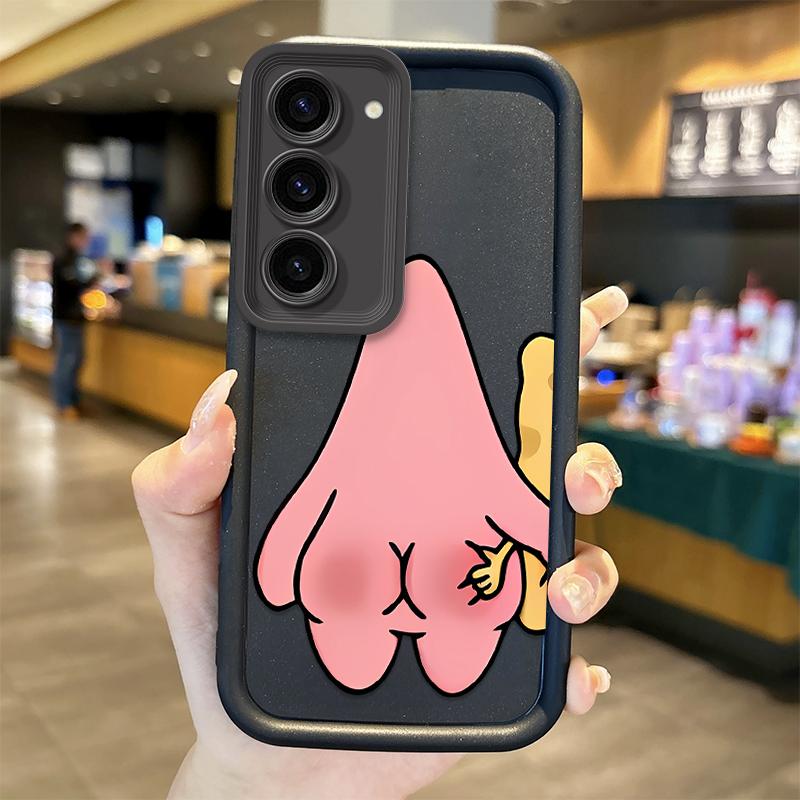 Cute S-SpongeBobs Pinch Butt Phone Soft Case For Samsung Galaxy S25 S24 S23 S21 Ultra Plus S25 S23 S20 Silicone Shockproof Cover