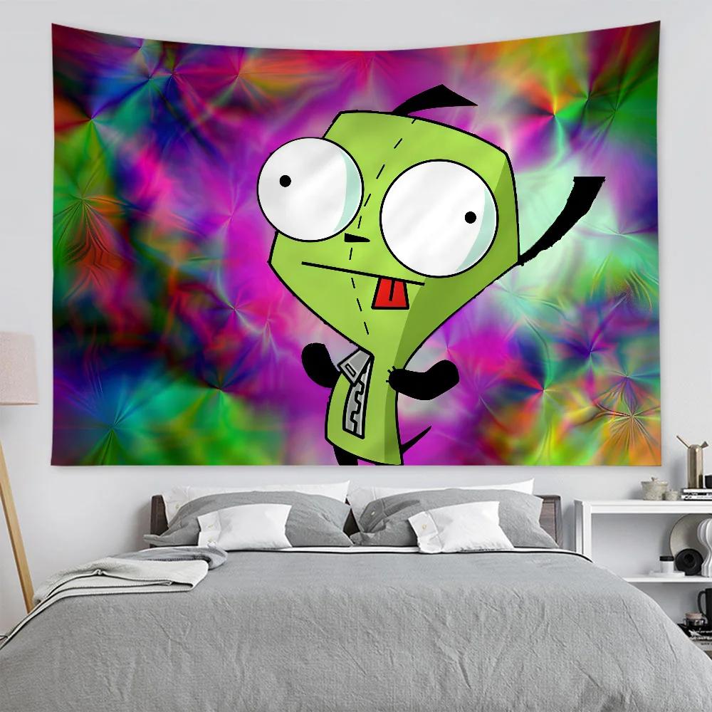 VIKAMA Alien Invaders Tapestry Jill and Alien Tarot Wall Art Cult Cartoon Hippie Decor Perfect for Game Rooms and Dorms