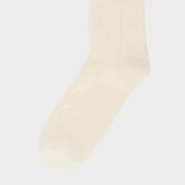 W Cable Winter Socks (WHITE)