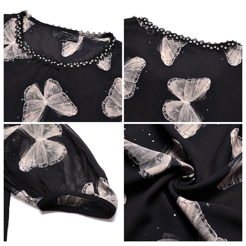 Dimanaf 2025 Summer Plus Size Women T-Shirts Chiffon Elegant Printing Tops Tees Loose Shirt