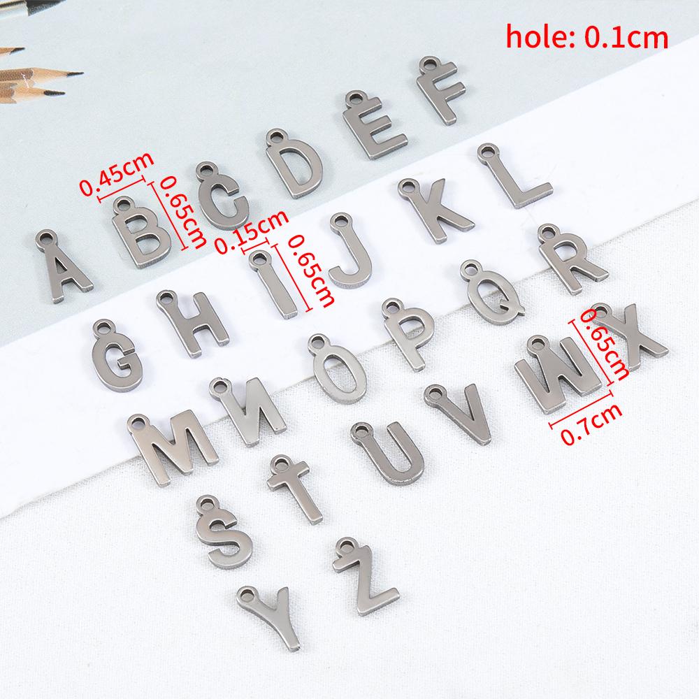 50pcs Mini A to Z Initial Charms Stainless Steel Letter Charms Alphabet Pendants DIY Earrings Necklaces Jewelry Making Wholesale