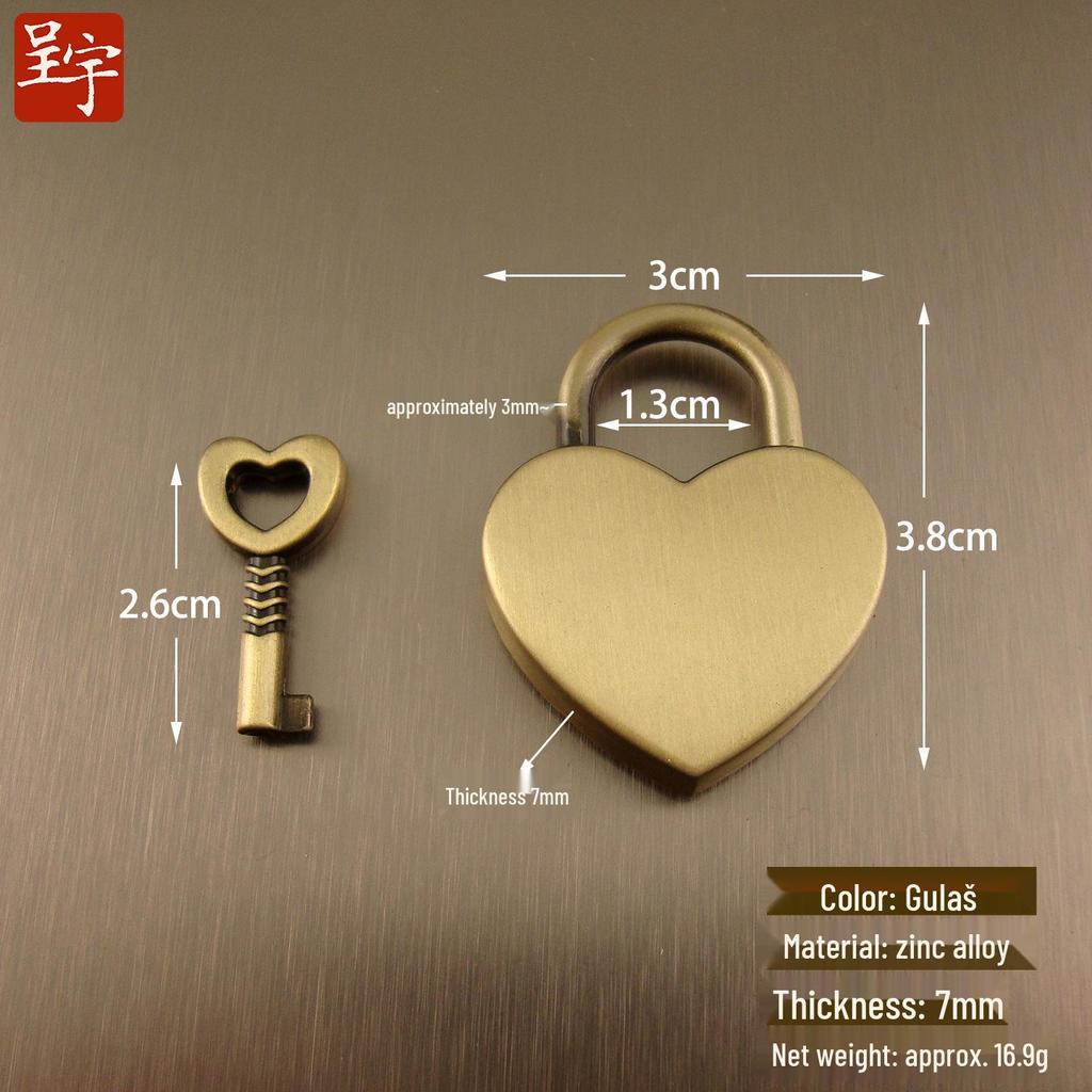 Mini Peach Heart Padlock with Keys for Dorm Lockers, Suitcases & Bags
