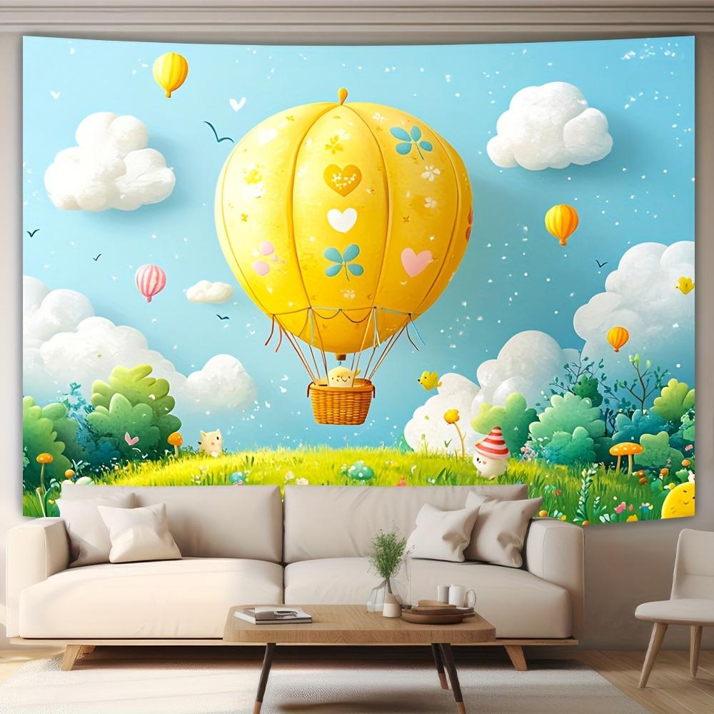 Dreamy Hot Air Balloon Pattern Digital Printing Polyester Wall Hanging Tapestry Decorative Living Room Bedrooms Background Gift