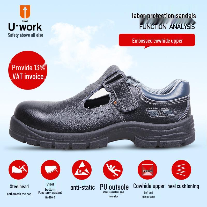 U-work PAL-B1132 Safety Sandals - Breathable, Anti-Smash, 6KV Insulated Labor Protection Shoes.