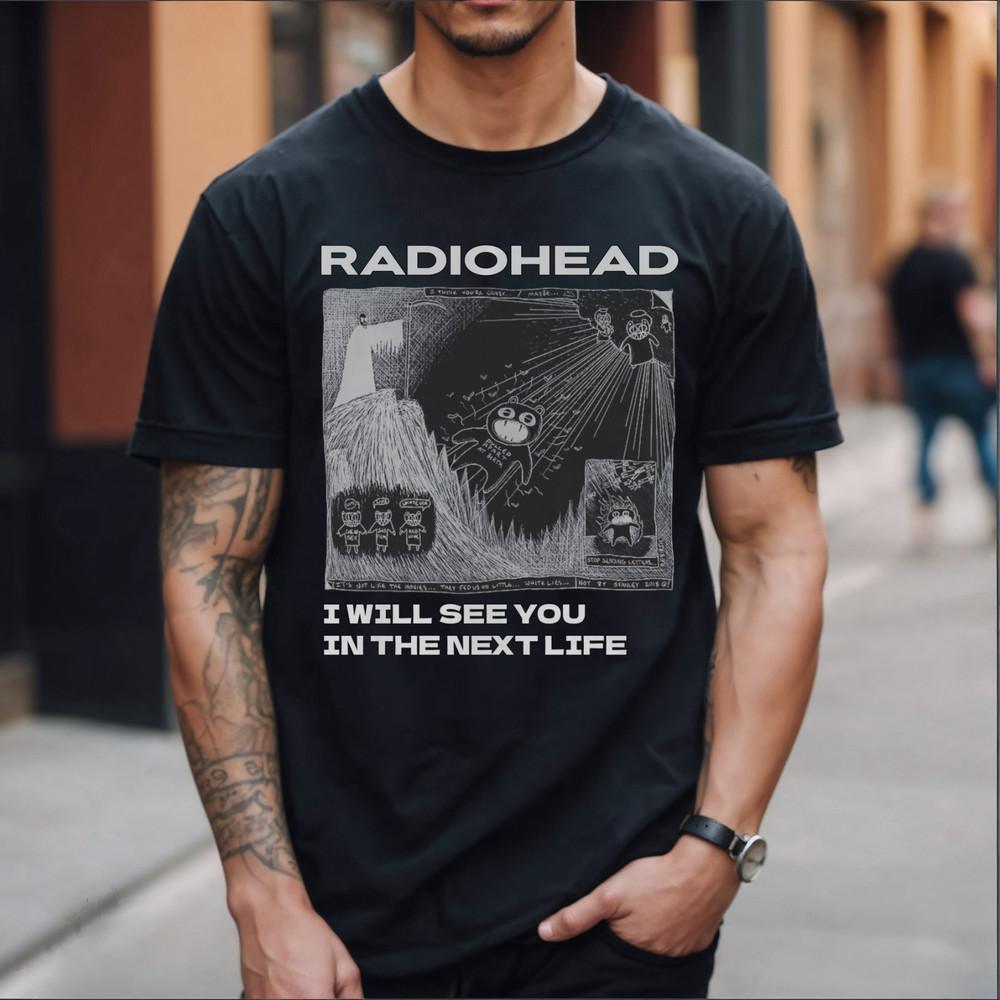 

Radiohead band 90s Graphic short sleeve black Concert T shirt Size tee S5XL Unisex T-Shirt XL