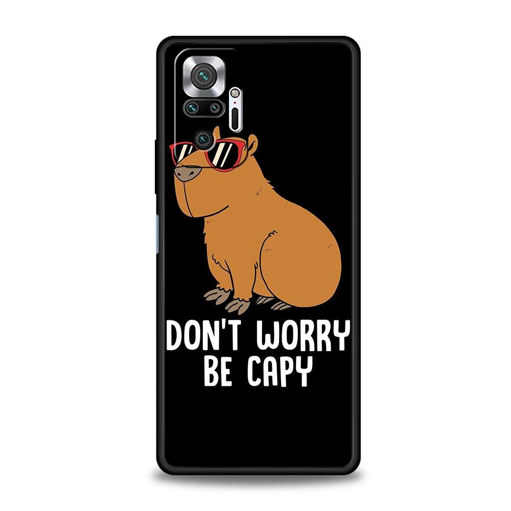 Cartoon Capybara Phone Case For Xiaomi Redmi Note 14 13 5G 10 11 12 Pro Plus 4G 14C 13C 12C 10C Black Cover