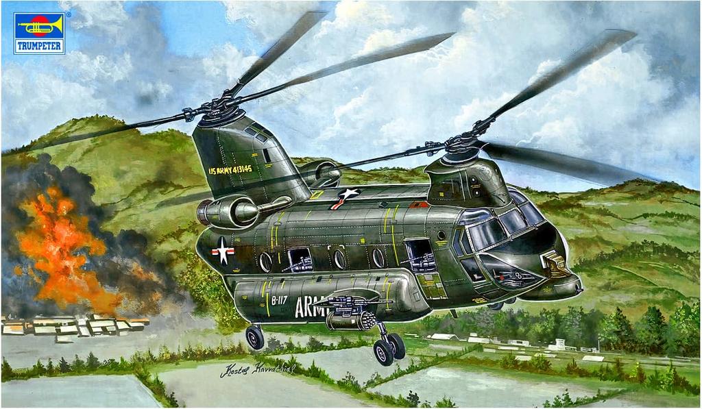 Trumpeter Scale American Chinook Helicopter Gunship Plastic Model Kit 05113 1/35 ACH-47A (Helicopter)