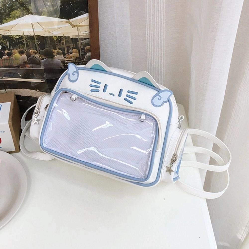 Preppy Style Cute Cat Itabag JK Kawaii Y2K Shoulder Bag Creative Transparent Pocket Bag  Outdoor