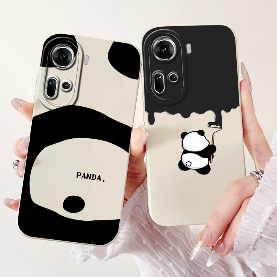 For Oppo Reno 11 5G Case Reno11 F CPH2603 Cute Panda Cartoon Cover Soft Silicone Phone Case For Oppo Reno 11 Pro Reno11 11F Bags