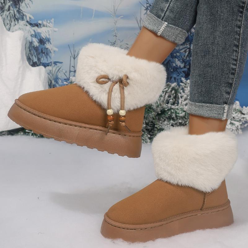 Fashion Plus Size Women's Snow Boots Winter Plush Short Cylinder Warm Wool Cotton Shoes