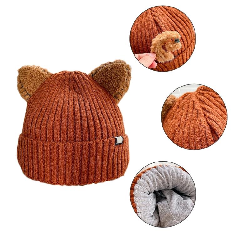 Kawaii for Cat Ears Hats Cute Cap Solid Color Hat Wool Knit Hat Earprotect All-m