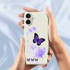 For iPhone 17 Case Purple Butterfly Pattern Printing Straight Edge TPU Phone Back Cover