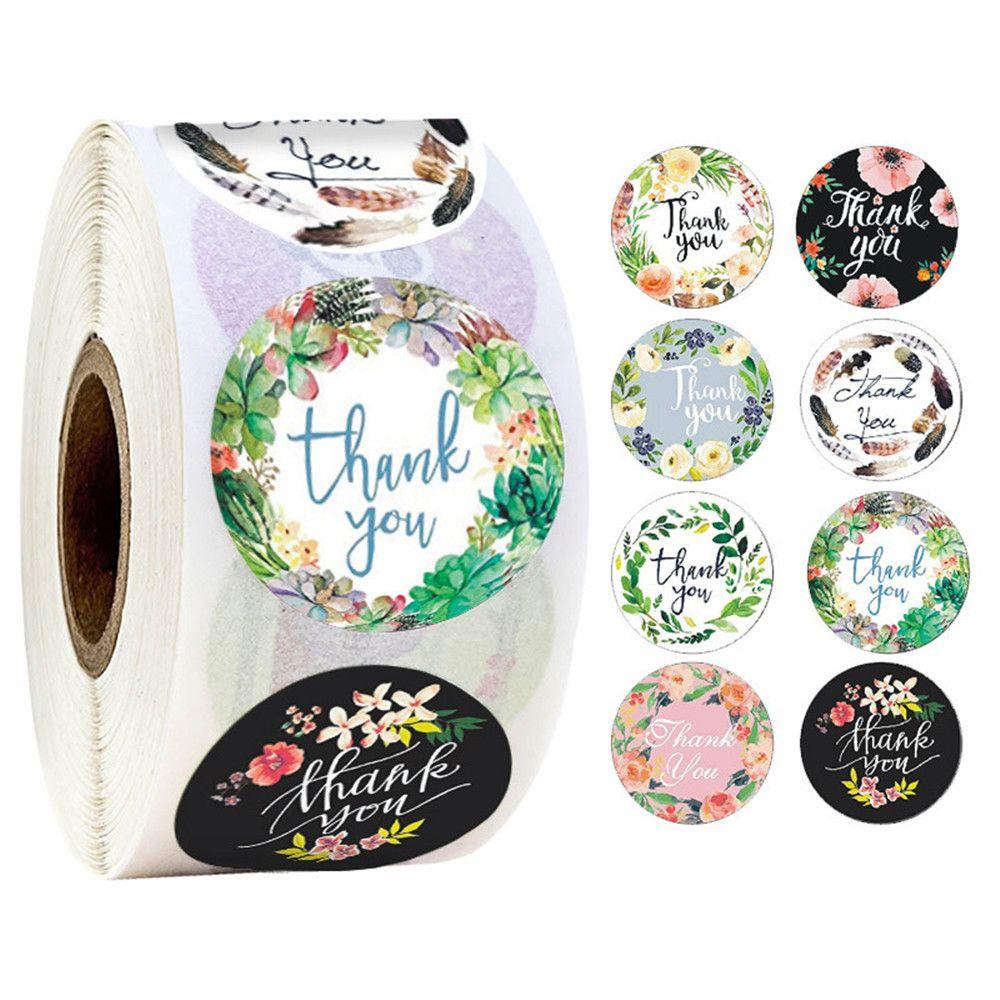 Round label Sticker roll Self Adhesive Gift Paper Sticker Thank You Stickers Sealing Craft