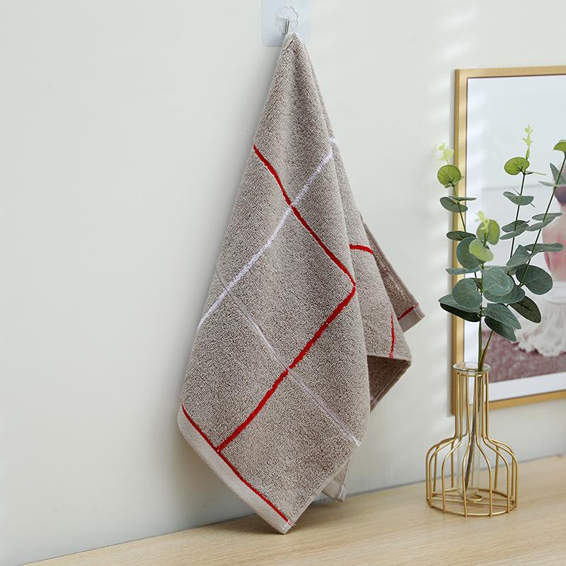 Pure Cotton Towel Lattice Dark 32-strand Cotton Face Towel Moisture-wicking Home Fine Use Mens Checkered Face Wash Towel