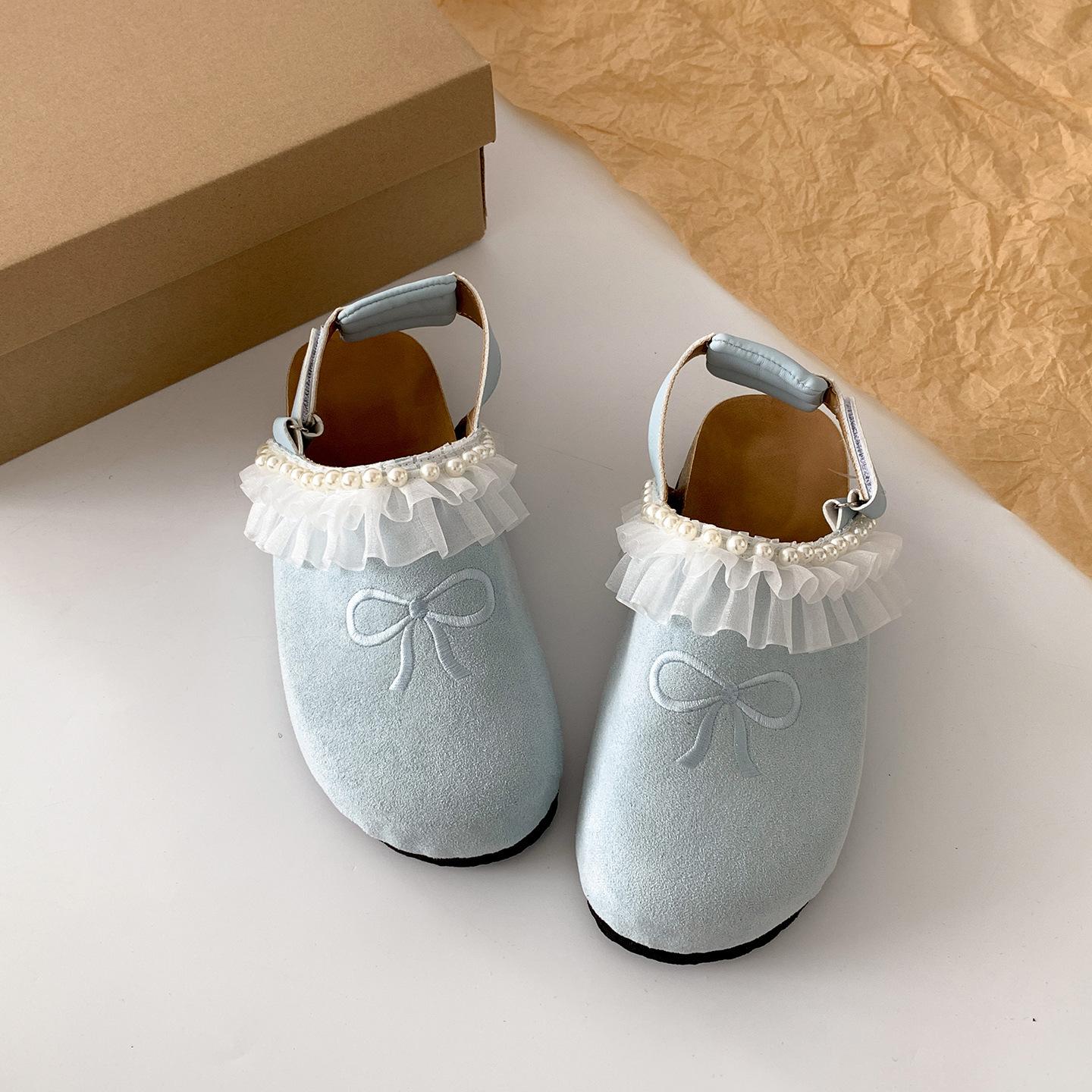 

Белые балетки, сандалии с толстой нескользящей подошвой и сумкой на носке, женская летняя обувь 2025, новые французские крутые шлепанцы Birkenstock 40 синий