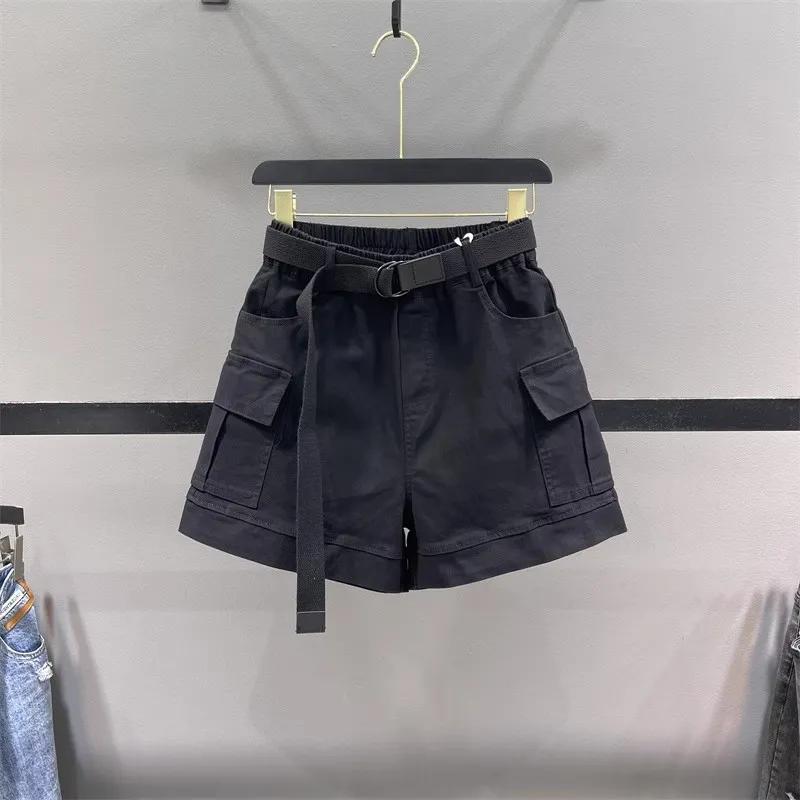 Damen lässige olivgrüne High-Waist-Cargo-Shorts mit Taschen