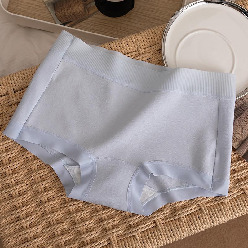 Women's Spring and Autumn Pure Cotton 7A Antibacterial Crotch Hips Mid Waist Flat Angle Underwear