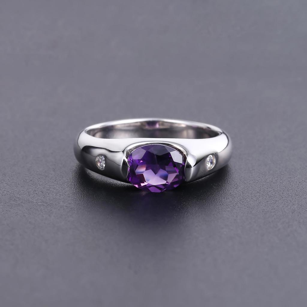 Natural Amethyst Ring, Light Luxury S925 Sterling Silver Seiko Inlaid Natural Colored Treasure Ring