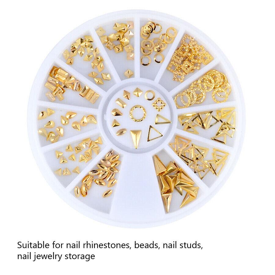 6Pcs Nail Art Storage Box, 12 Compartments Portable Rhinestones, Beads Empty Wheel Containers