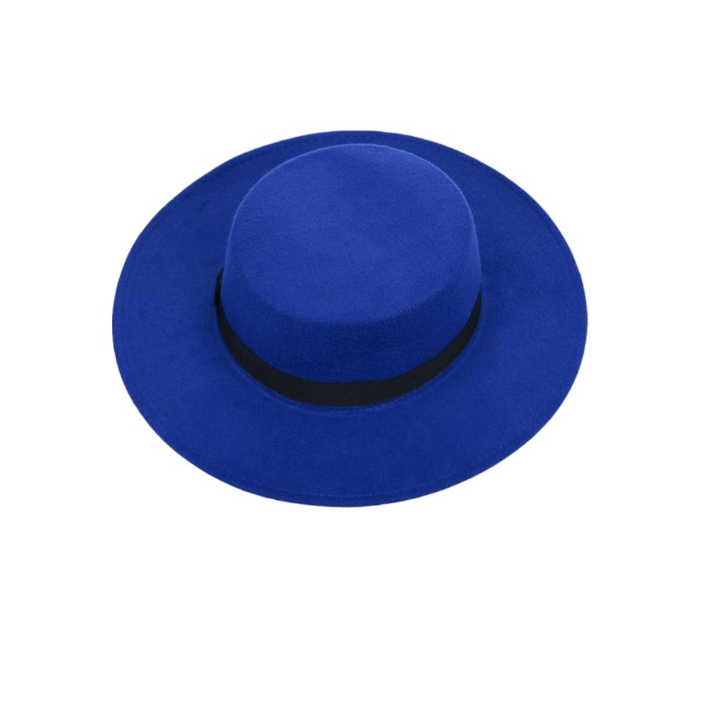Solid Color Men's Felt Hat British Style Women Jazz Hat Trendy Woolen Flat Top Hat  Winter