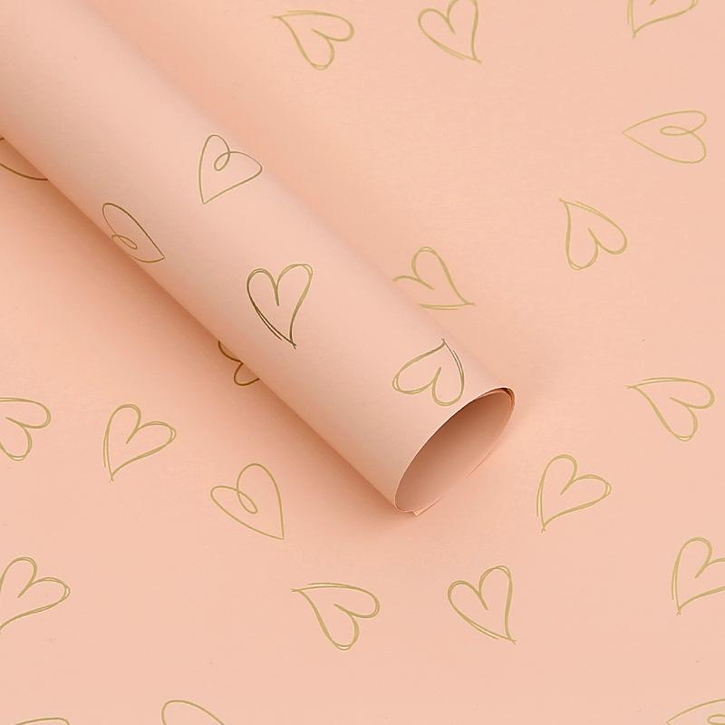 20Pcs Heart Printed Wrapping Paper Florist Bouquet Packaging Gift Wrapping Paper for Birthday Party DIY Craft Art Paper Roll