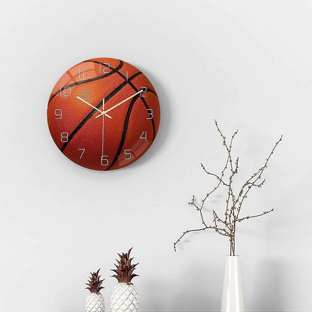Nástěnné hodiny s basketbalovým motivem Kulaté s motivem basketbalu Jednoduché závěsné hodiny Pro domácnost Obývací pokoj Jídelna Dekorace