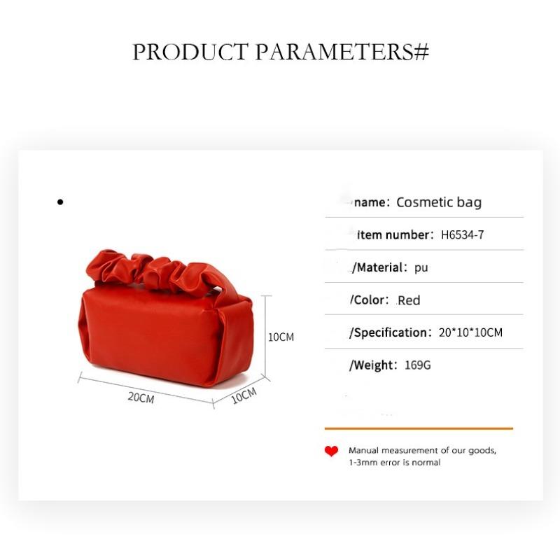1PC Ins pleated toilet bag large capacity portable portable red wedding souvenir storage bag pu waterproof cosmetic bag