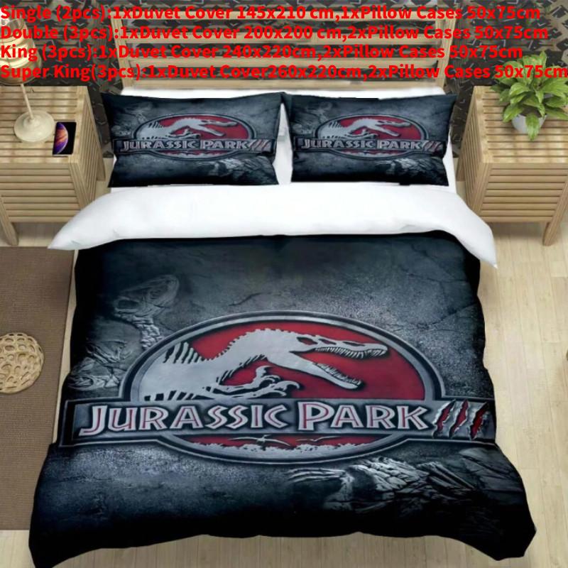 

Digital Park Jurassic Print Duvet Cover Pillowcase Set Bedroom Bedding Gift Single(145x210cm)