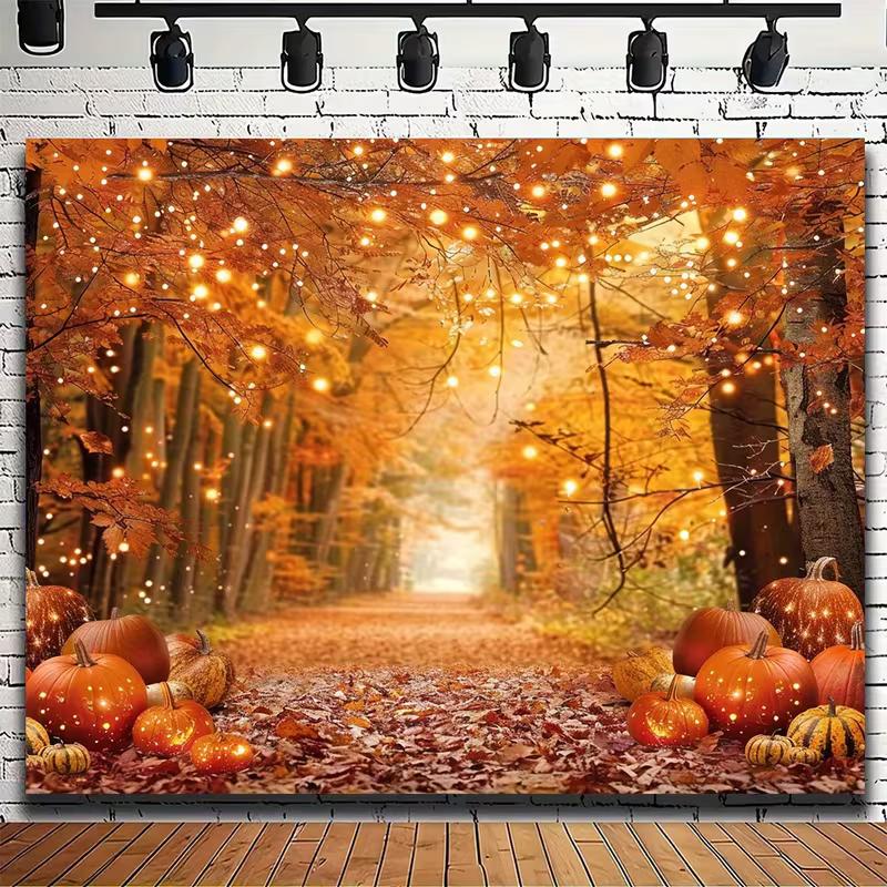 2D Thanksgiving Forest Backdrop Autumn Leaves Photography Background 47.2x31.5inch/120*80cm