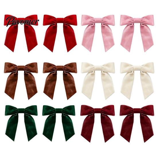 Decorative Fabric Knots 2Pcs Velvet Christmas Bows, Holiday Hanging Wall Decor for Tree Store Window Ornaments Topper, Wedding Backdrop, Bridal