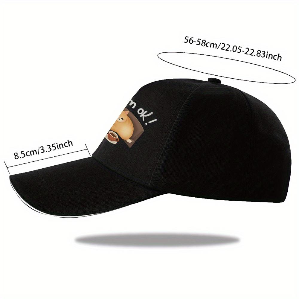 Office Cat Im OK Funny Graphic Baseball Cap Polyester Adjustable Casual Snapback Hat for Adults