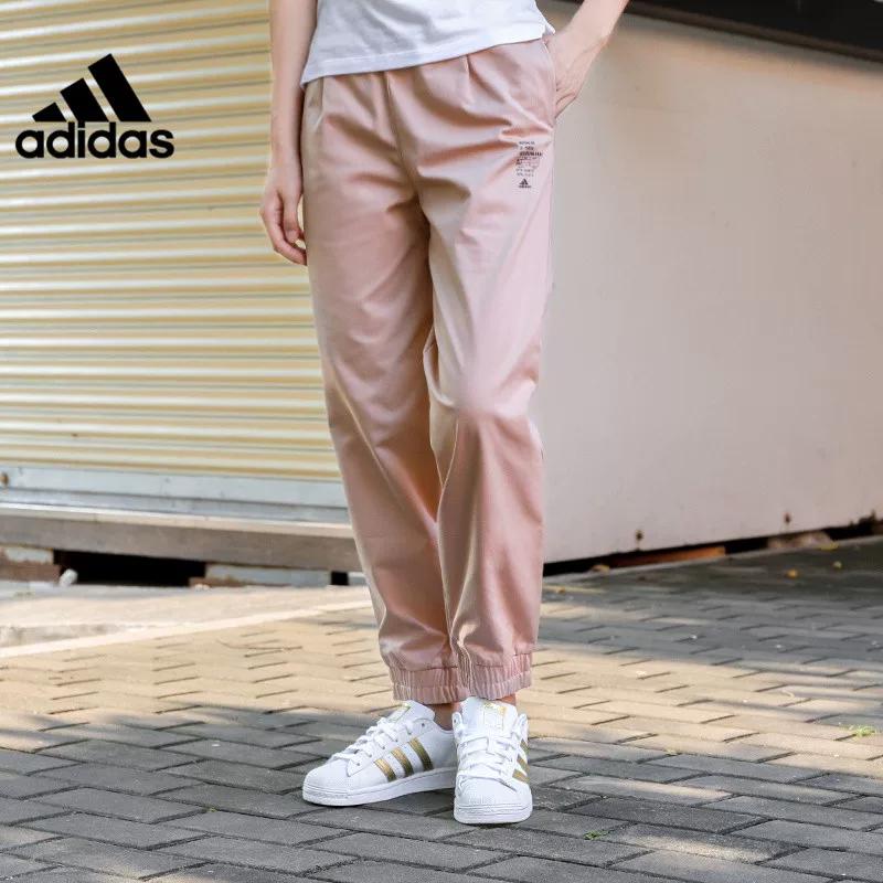Adidas Women s Pants Winter New Woven Sports Pants Pink Long Pants Casual Cuffed Cargo Pants Women s Gf0116 L, 65KG розовый