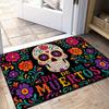 1pc, 2D Flat Printing, Day of the Dead Skull and Flower Doormat, Perfect for Holiday Dining and Home Decor, Indoor/Outdoor Party Decoration, 2D Flat