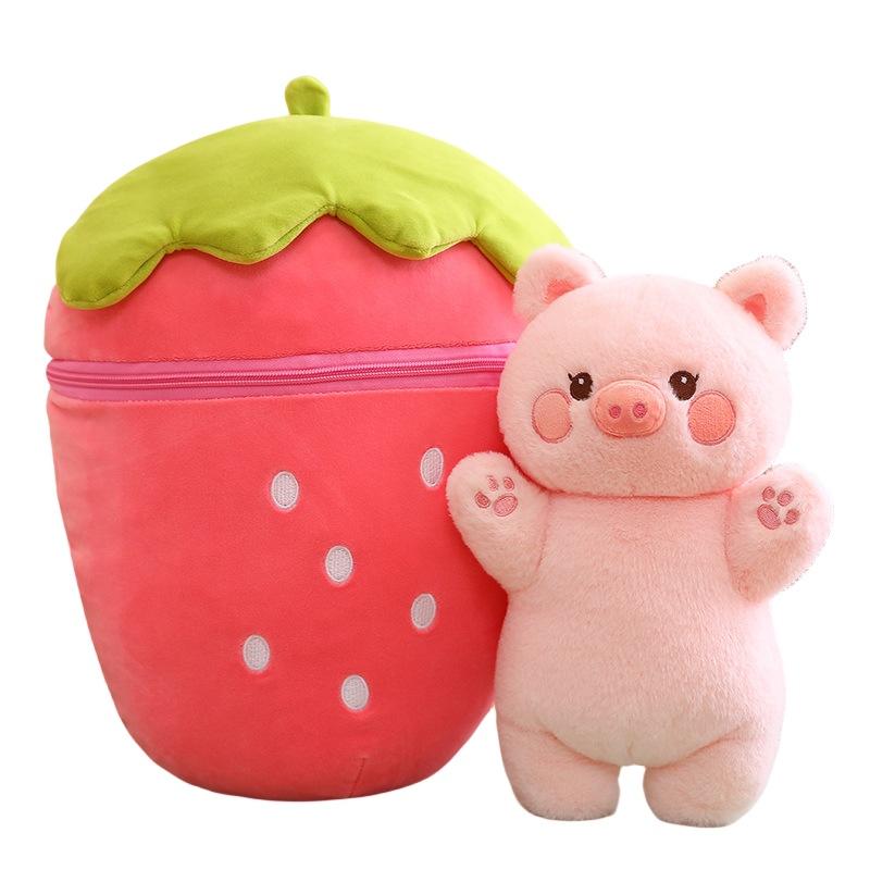 Cute Strawberry Bunny Plush Toy Soft And Cuddly Stuffed Animal For Girls 30cm/0.18kg