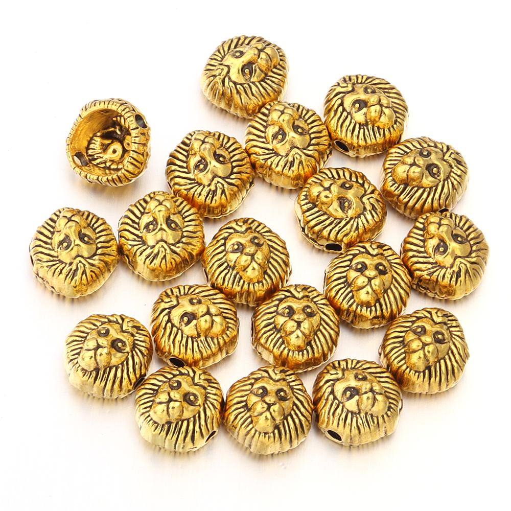 20pcs/lot Antique Lion Head Back Alloy Beads Charm Spacer Beads For Jewelry Making DIY Pendants Necklace Bracelets Accessories
