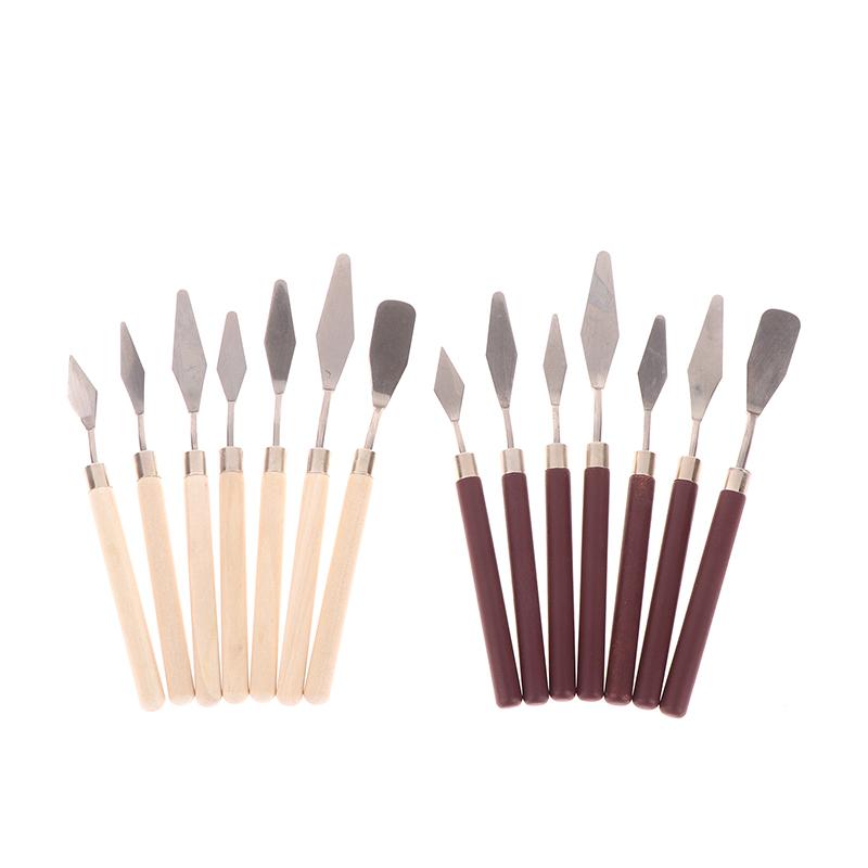 7Pcs Stainless Steel Oil Painting Knives Artist Crafts Spatula Palette Knife Mixing Knife Scraper Art Tools