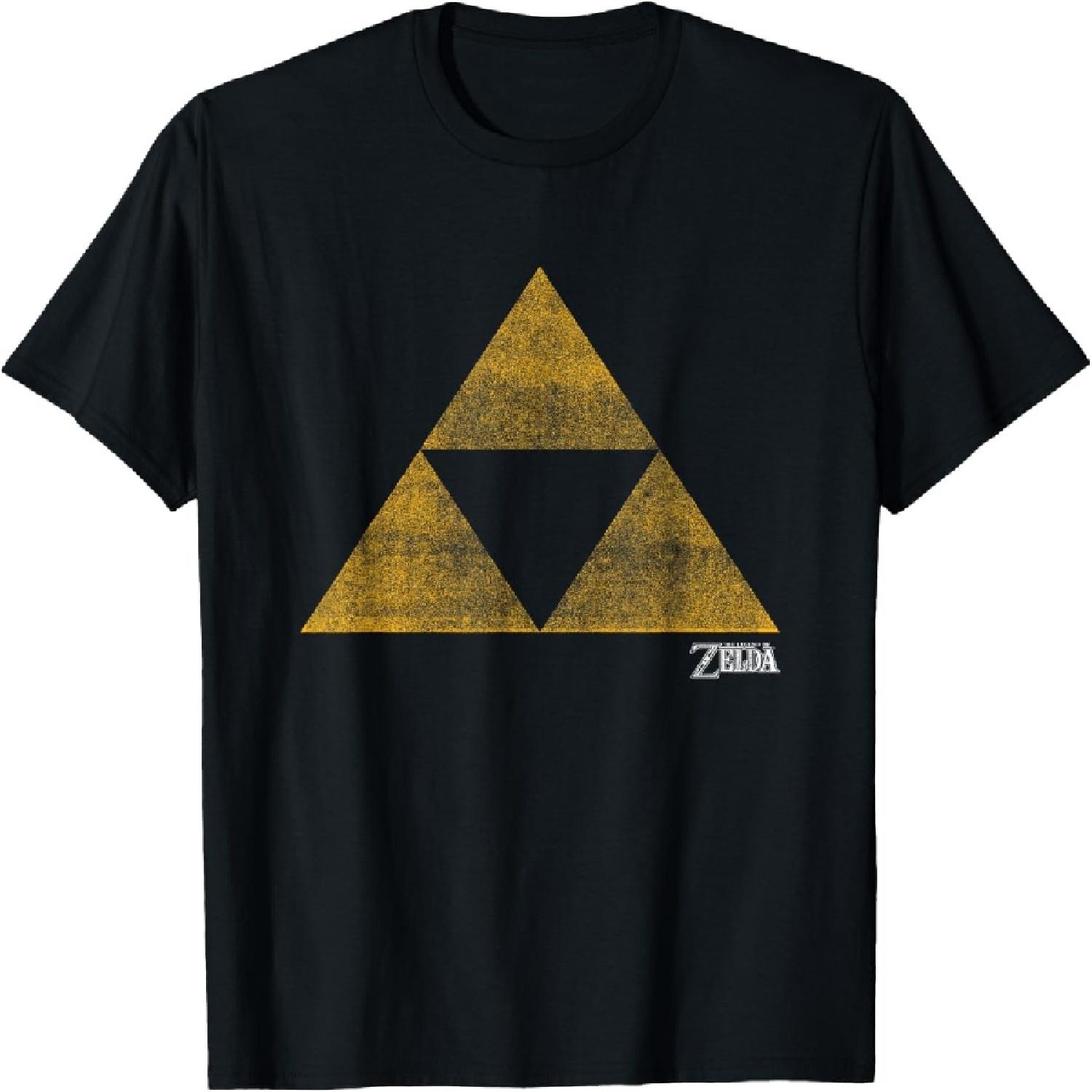 The Legend of Zelda Yellow Triforce Logo Distressed T-Shirt S