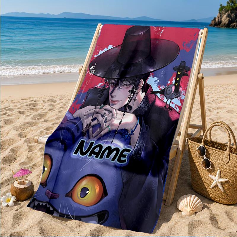 Custom Name K-Pop Tiger's Spirit Beach Towel Microfiber Beach Towel, Lightweight and Quick-Dry, for Summer Travel, Swimming Pool Gift