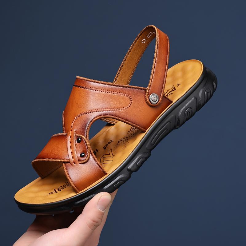 Fashion2024 Men's Fashion Handmade Sandals Leather Sandal for Man Comfortable and Durable Summer Outddoor Shoes Big Size 38-48