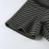 VAYLA Korean Fashion Striped V-Neck With Buttons Slimming T-shirts Women's Summer Short Sleeve Top Tees Y2K Aesthetics New