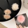 Korean Mink Fur Pom-Pom Hair Clip: Fluffy, Sweet & Cute Princess Hairstyle Claw for High Ponytail and Bangs