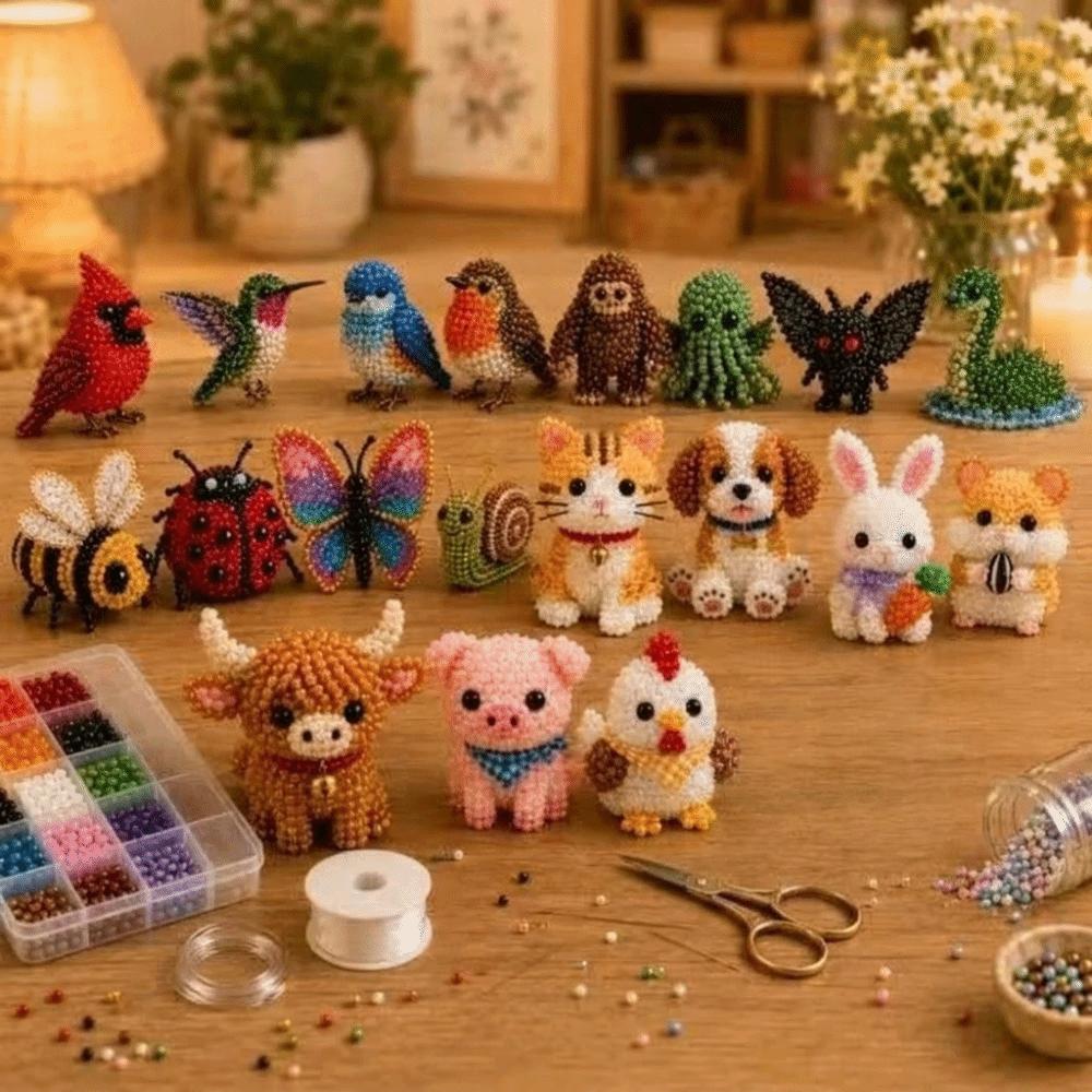 Handgemachtes 3D Perlen Haustier Schlüsselanhänger Bastelset Buntes Perlenstickerei Kunst Handwerk Set Für Kinder