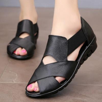 Neue Sommer Gladiator Rom Casual Sandalen Frauen Schuhe Sandalia Feminina Leder Keilabsatz Komfort Sandalen Größe 35-42