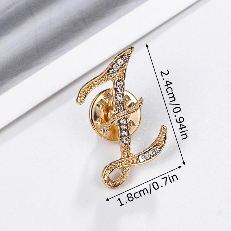 1PC Rhinestones Clothing Accessories Shirts Badge Gifts Lapel Pin Party Women's Brooches Dinner Letter Brooch Dress European A-Z