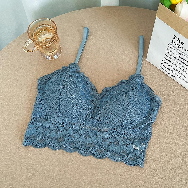 Peach Heart Lace Bandeau Camisole with Open Back and Anti-Exposure Design