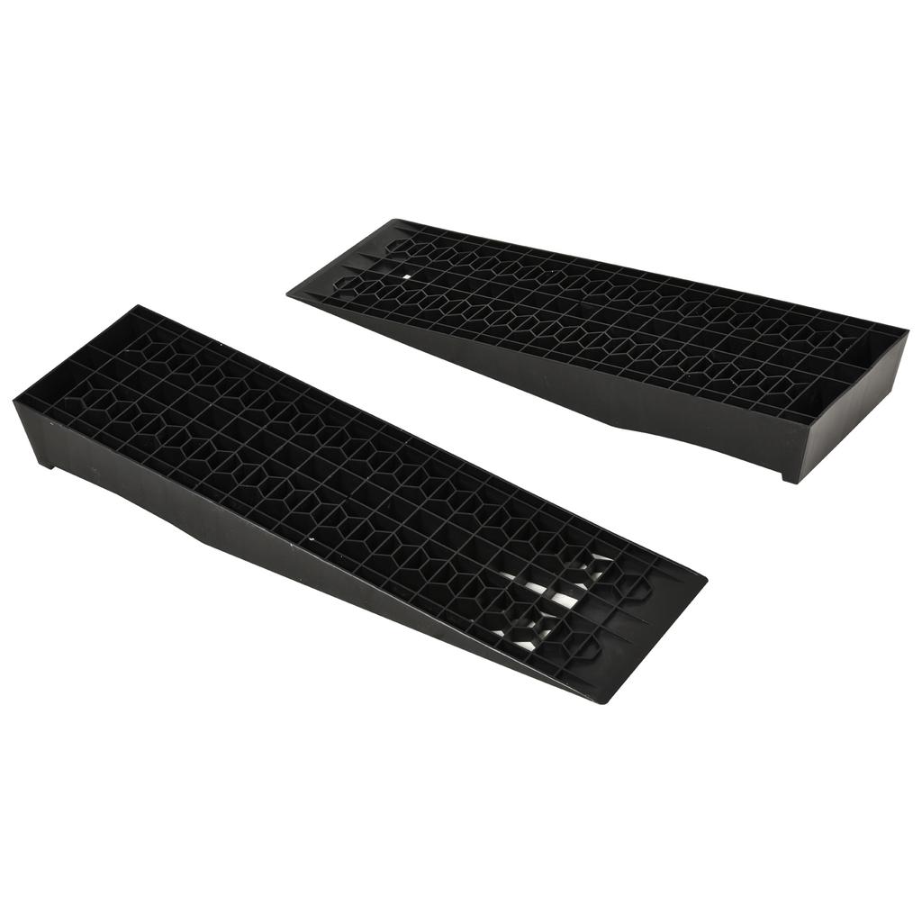 2-Piece Ramp Set, Threshold Ramp, Curb Ramp, Rubber Ramps, 3 Ton Load Capacity, Plastic, Black