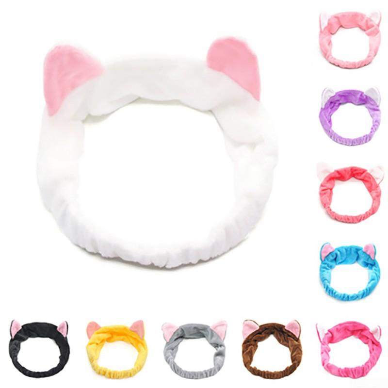 Damska dziewczęca miękka opaska z uroczymi kocimi uszami idealna do spa i makijażu