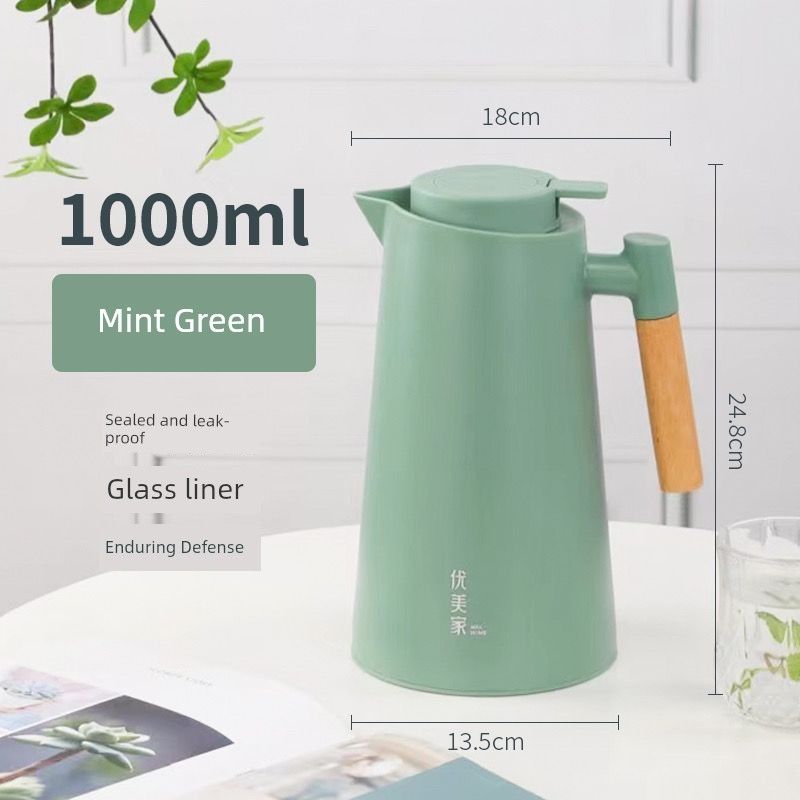 Youmeijia Outdoor For Home Thermos Pot Portable Large Capacity Thermos Glass Liner Thermos Outdoor Travel Pot 8196 Mint Green 1000ml
