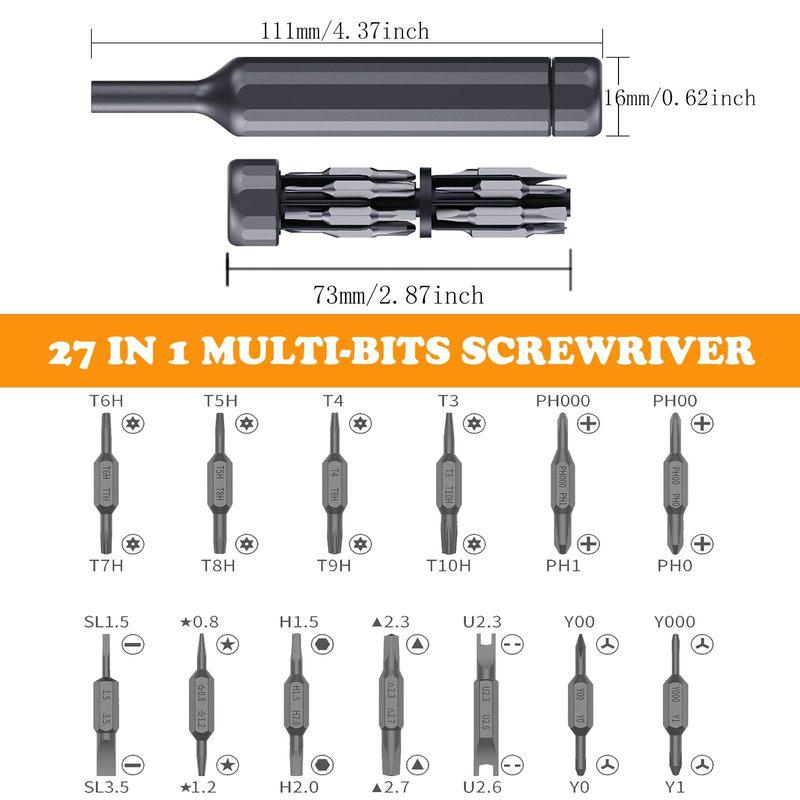 27-in-1 Mini Precision Screwdriver Set Magnetic Repair Tool Kit for Electronics Phone Laptop Watch 